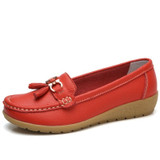 New Fashion Tassels Genuine Leather Shoes Woman Soft Peas Shoes