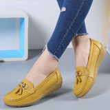 New Fashion Tassels Genuine Leather Shoes Woman Soft Peas Shoes