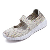 Womens Flats Shoes Summer Sneakers Breath Woven Casual Loafers