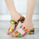 Women Fashion Summer Crystal Sandals Rhinestone Heels Open Toe Shoes