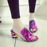 Women Fashion Summer Crystal Sandals Rhinestone Heels Open Toe Shoes