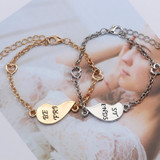 2pcs/set Trendy Best Friends Bracelet Gold Silver Puzzle Love Heart Bracelets