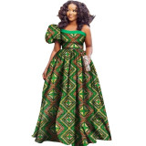 Fashion African Dresses for Women Dashiki  Plus Size African Clothes Single Puff Sleeve Long Dress Fashion African Dresses for Women Dashiki  Plus Size African Clothes Single Puff Sleeve Long Dress