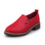 Casual Slip On Women Shoes Leather Comfortable Soft Bottom Shoes Vintage Style Women Footwear