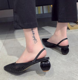 Roman openwork mesh high heels thick with shallow mouth