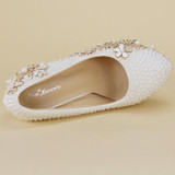 Crystal wedding shoes pearl handmade bridal shoes women's Pumps peacock rhinestone female high heels