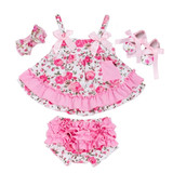 Summer Style Baby Swing Top Rose Baby Girls Clothing Set Infant Ruffle Outfits Bloomer Headband Newborn Girl Clothes Sets Summer Style Baby Swing Top Rose Baby Girls Clothing Set Infant Ruffle Outfits Bloomer Headband Newborn Girl Clothes Sets