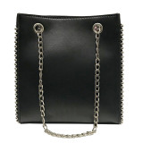 Solid color beaded fashion chain shoulder  bag