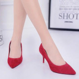 Faux Suede High Heels Woman Shoes Pointed Toe