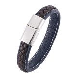 Trendy Mens Bracelets Jewelry Black Red Braided Leather Bracelet Stainlees
