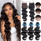 BEAUDIVA Brazilian Hair Body Wave 3 Bundles With Closure Human Hair Bundles With Closure Lace Closure Human Hair Extension