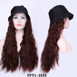 Long Synthetic Baseball Cap Wig Natural Black / Brown Wave Wigs Naturally Synthetic Hat Wig Adjustable For girl party BUQI