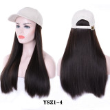 Long Synthetic Baseball Cap Wig Natural Black / Brown Wave Wigs Naturally Synthetic Hat Wig Adjustable For girl party BUQI