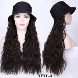 Long Synthetic Baseball Cap Wig Natural Black / Brown Wave Wigs Naturally Synthetic Hat Wig Adjustable For girl party BUQI