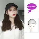 XIYUE Adjustable Navy Hats Wig Long Wavy Synthetic Hair Extensions With Navy Cap Wig All-in-one for Women Navy Cap Hat
