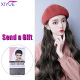 XIYUE Adjustable Navy Hats Wig Long Wavy Synthetic Hair Extensions With Navy Cap Wig All-in-one for Women Navy Cap Hat