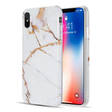 The Marble Series Imd Soft Tpu Case - White / Gold for iPhone XS Max