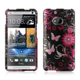 HTC ONE M7 CRYSTAL CASE PINK BUTTERFLY