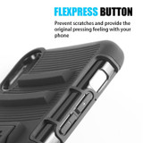 Hybrid Holster Combo Case Black Skin + Black Pc With H-Style Stand - Black for Apple iPhone XS Max