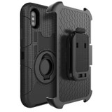 The Anti-Shock Holster Combo Case With Stand Black Silicone Skin + Black Pc for iPhone XS Max