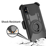 The Anti-Shock Holster Combo Case With Stand Black Silicone Skin + Black Pc for iPhone XS Max