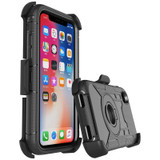 The Anti-Shock Holster Combo Case With Stand Black Silicone Skin + Black Pc for iPhone XS Max