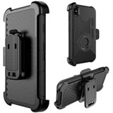The Anti-Shock Holster Combo Case With Stand Black Silicone Skin + Black Pc for iPhone XS Max