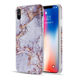 The Marble Series Imd Soft Tpu Case - Grey / Gold for iPhone XS Max