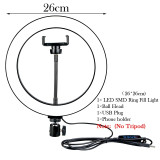 Dimmable LED Ring Light Camera Photo Studio Photography Video Makeup Ring Lamp for Youtube VK Selfie Mobile Phone with Tripod