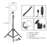 Dimmable LED Ring Light Camera Photo Studio Photography Video Makeup Ring Lamp for Youtube VK Selfie Mobile Phone with Tripod
