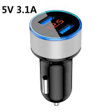 9itech 5V 3.4A Metal Dual USB Car Charger Digital Display Car Charger for Mobile Phone Fast Charger USB Charger for Samsung Xiaomi
