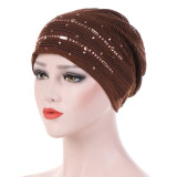 Summer Thin Lace Turban Solid Cotton Inner Hijab Caps Soft Glitter Muslim Women Turbante Bonnet Wrap Head