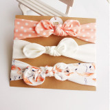 3pcs/set Baby Headband Girls Hair Accessories Cotton Rabbit Ear Turban Bow Elastic Hairband Baby Princess Christmas Day Gifts