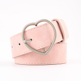 Double Ring Women Belt Fashion Waist Belt PU Leather Metal Buckle Heart Pin Belts For Ladies