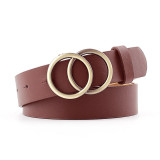 Double Ring Women Belt Fashion Waist Belt PU Leather Metal Buckle Heart Pin Belts For Ladies
