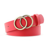 Double Ring Women Belt Fashion Waist Belt PU Leather Metal Buckle Heart Pin Belts For Ladies