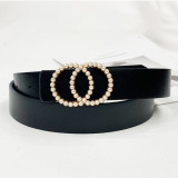 Double Ring Women Belt Fashion Waist Belt PU Leather Metal Buckle Heart Pin Belts For Ladies