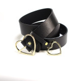 Double Ring Women Belt Fashion Waist Belt PU Leather Metal Buckle Heart Pin Belts For Ladies
