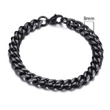 Mens Simple 3-11mm Stainless Steel Curb Cuban Link Chain Bracelets for Women Unisex Wrist Jewelry