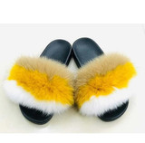 Hot Fur Slippers Women Real Fur Slides Furry Flat Sandals Luxury Slides  Cute Fluffy Slippers Fur Slides Fashion Party Slides