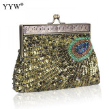 2019 High Quality Evening Clutch And Purse Tiny Glass Beads Vintage Clutch Bag Women Fashion Sequin Party Wedding Bag Handbag