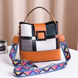 2020 New Arrival High Quality Plaid Bucket Wide Straps Shoulder Messenger Bags Casual Fashion Women Purses белая Сумка женская