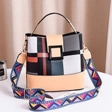 2020 New Arrival High Quality Plaid Bucket Wide Straps Shoulder Messenger Bags Casual Fashion Women Purses белая Сумка женская