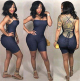 Summer Rompers Womens Jumpsuit Spaghetti Straps Strapless Skinny Club Bandage Jumpsuit Shorts Lace Up Backless Bodycon Playsuits