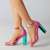 2020 Women Sandals Shoes Celebrity Wearing Simple Style PVC Clear Transparent Strappy Buckle Sandals High Heels Shoes Woman