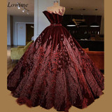 Luxury Dark Burgundy Celebrity Dresses 2019 Sheer Neck Velvet Arabic Evening Red Carpet Prom Party Gowns With Sash Feathers