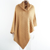 Simplee Autumn knitted turtleneck pullovers poncho sweater women Vintage khaki sweater manta Winter gary thick sweater jumper
