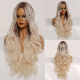 EASIHAIR Long Wavy Brown to Blonde Ombre Synthetic Wigs for Women Wigs High Density Heat Resistant Cosplay Wigs Natural Hair Wig EASIHAIR Long Wavy Brown to Blonde Ombre Synthetic Wigs for Women Wigs High Density Heat Resistant Cosplay Wigs Natural Hair Wig