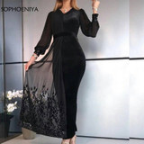 New Arrival Long sleeve evening dresses 2020 Black Evening gown Lace Beaded Abiye abendkleider dubai evening dress