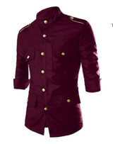 Men Shirt 2019 Fashion Korean Wild Long Sleeve Casual Shirts Men Epaulet Buttons Decorate Uniform Slim Fit Men's Clothing Black